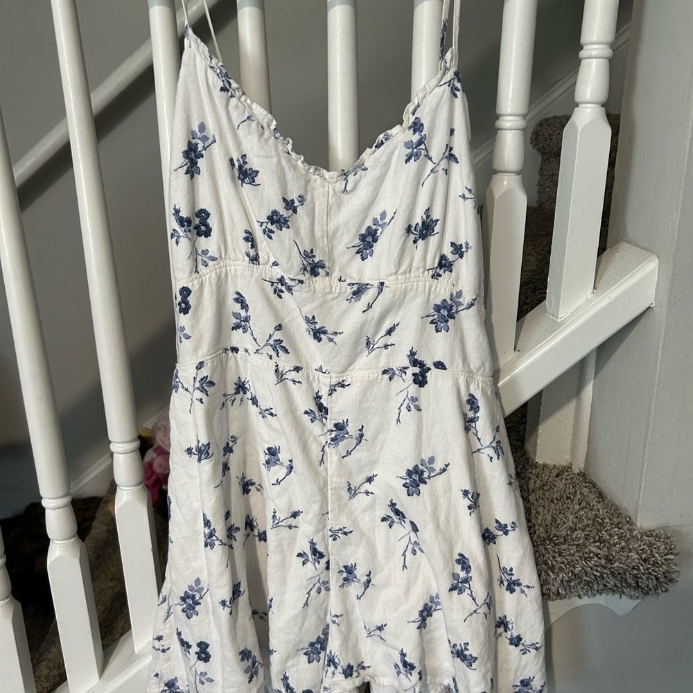 Floral Blue and White Women's romper